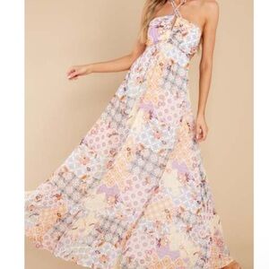 Red Dress Boutique Orange and Purple Halter Maxi Dress